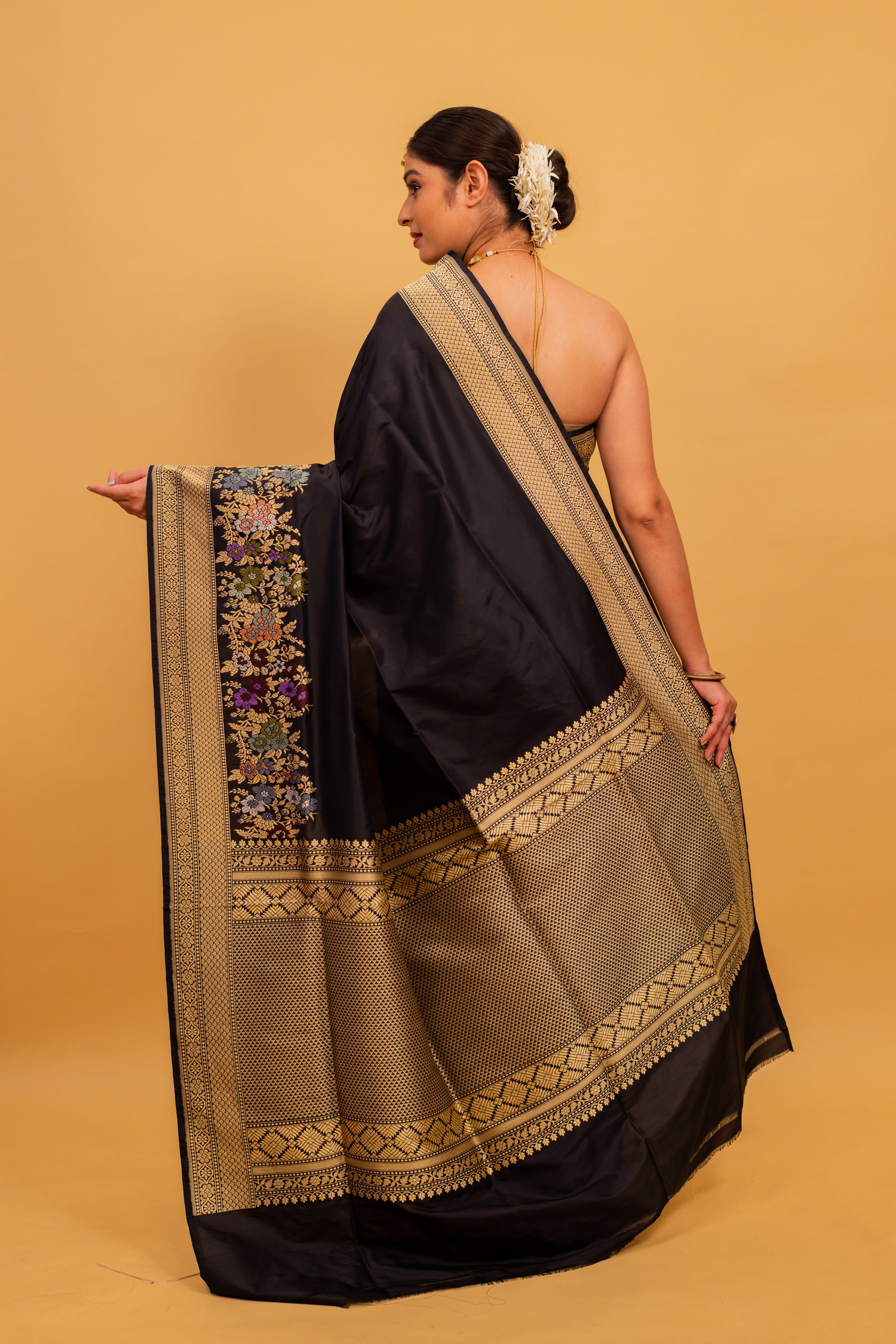 Black Saree Katan Silk Handwoven