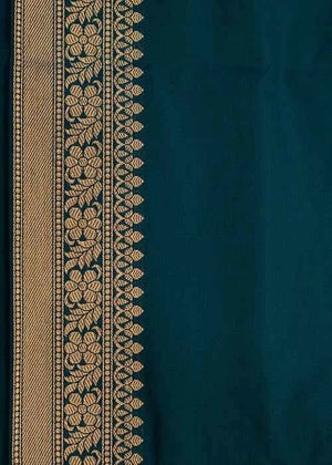 Peacock Color Katan Silk Saree — Kadwa Plain