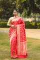 Red Katan Pure Silk Cutwork Saree