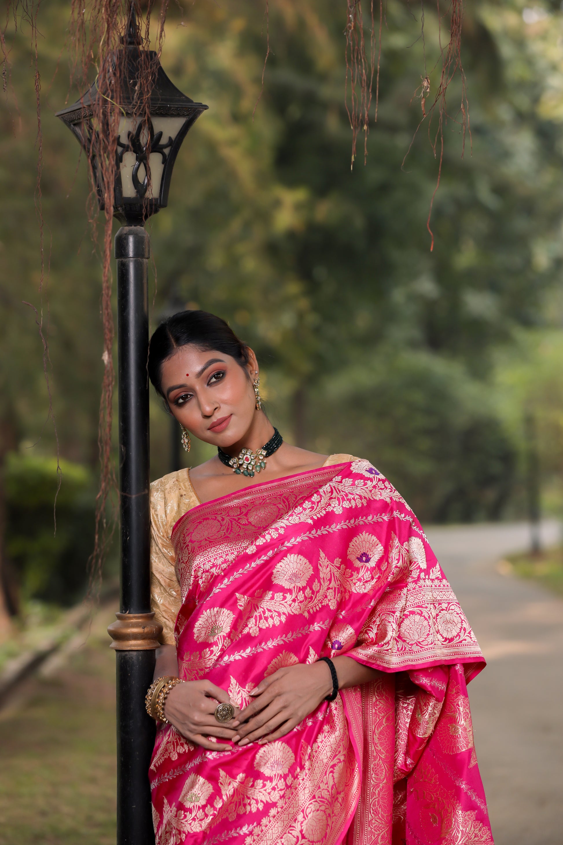 Pink Katan Pure Silk Kadwa Saree