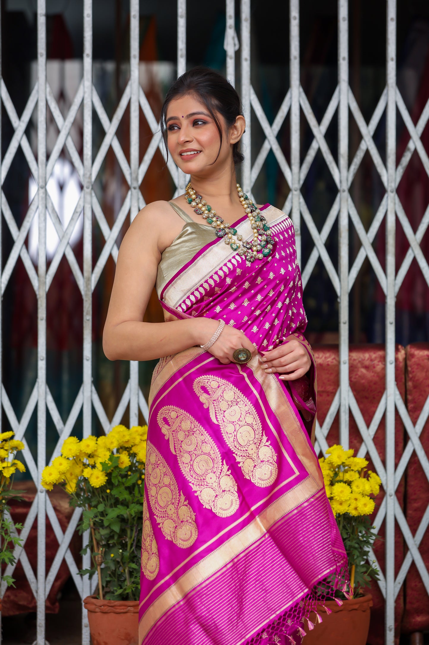 Magenta Katan Pure Silk Kadwa  Saree - Panaya 