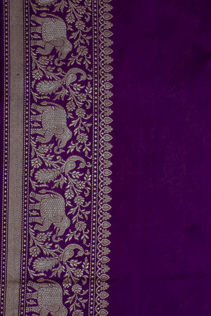 Purple Katan Pure Silk Kadwa Saree - Panaya 