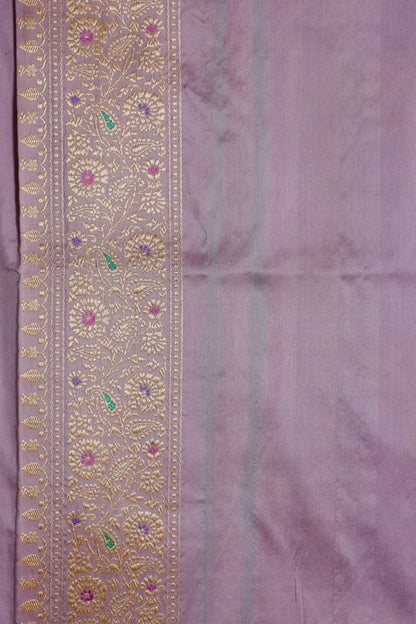 Lavender Katan Pure Silk Kadwa Saree