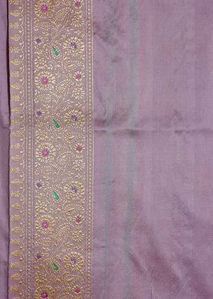 Lavender Katan Silk Saree — Kadwa Boota