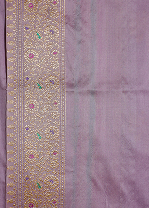 Lavender Katan Silk Saree — Kadwa Boota