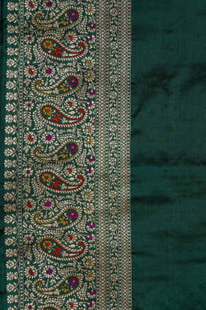 Green Katan Silk Saree — Kadwa Boota
