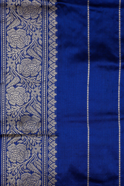 Royal Blue Katan Pure Silk Kadwa Saree