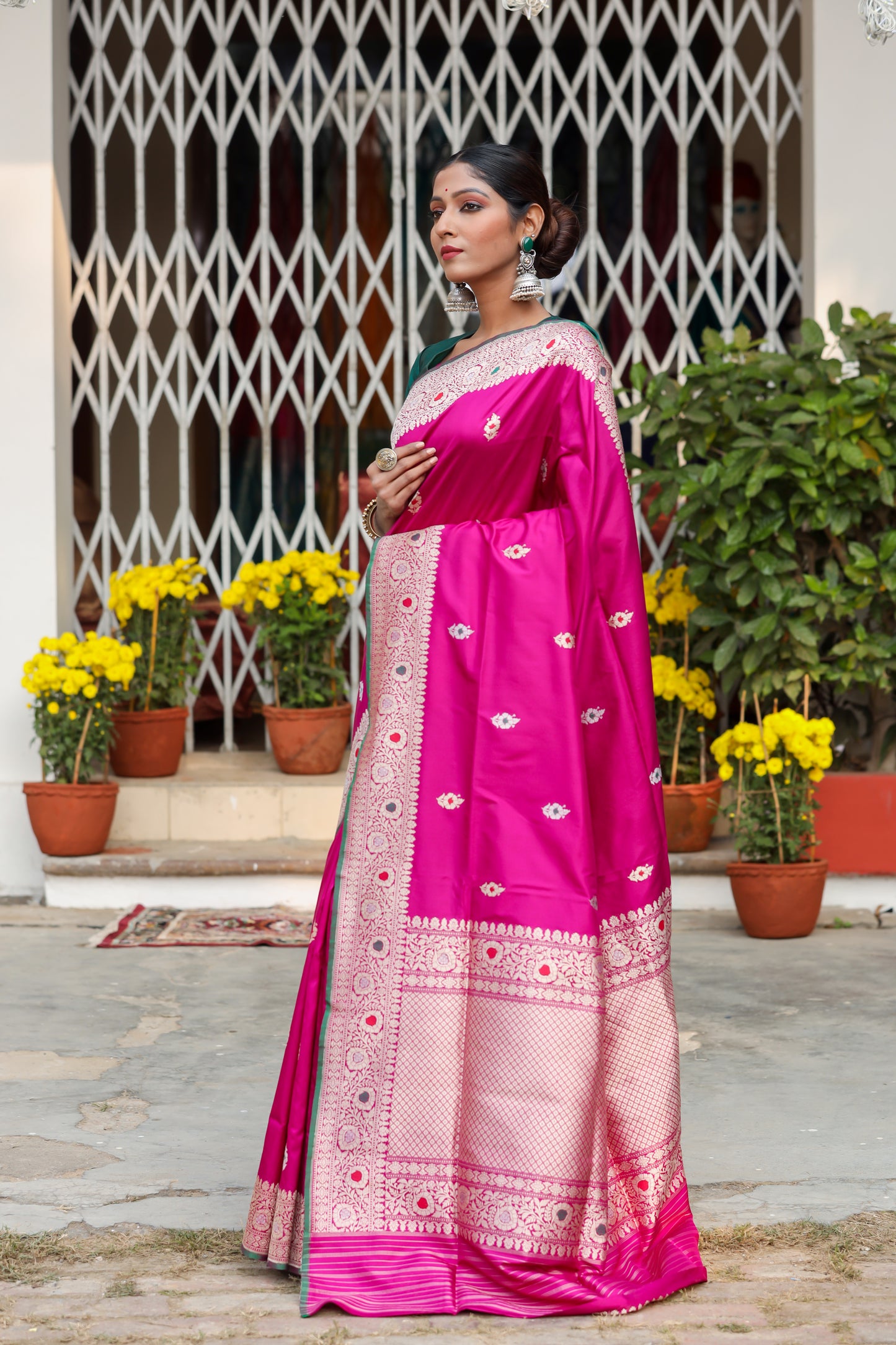 Magenta Katan Pure Silk Kadwa Saree - Panaya 