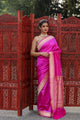 Rani Pink Katan Pure Silk Kadwa Saree