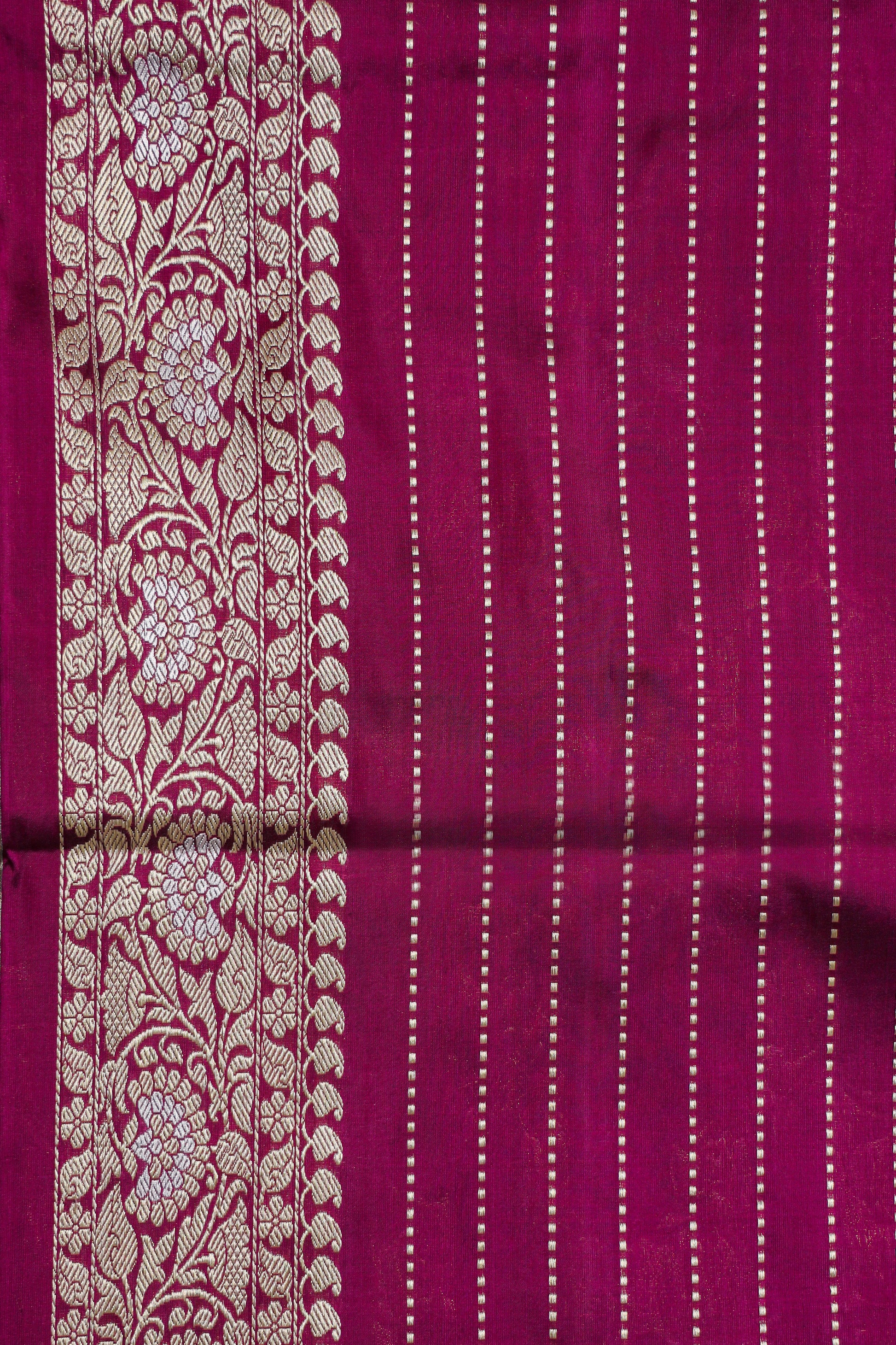 Magenta Katan Pure Silk Kadwa Saree