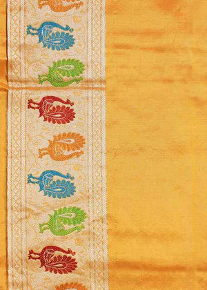 Yellow Katan Silk Saree