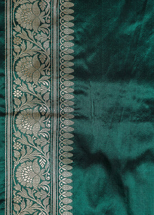 Green Katan Silk Saree — Kadwa Boota