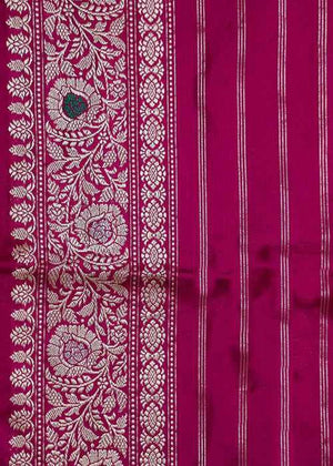 Hot Pink Katan Silk Saree — Kadwa Meena Boota