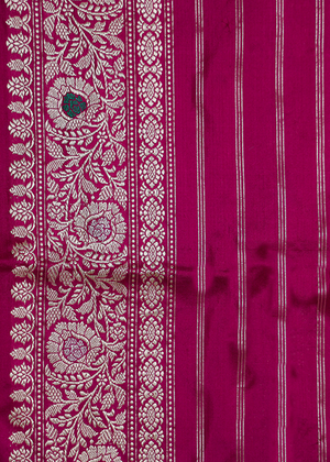 Hot Pink Katan Silk Saree — Kadwa Meena Boota