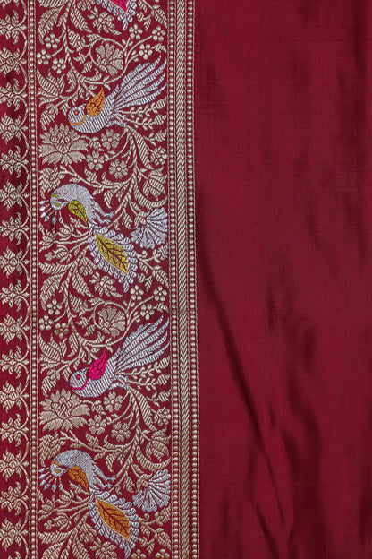 Maroon Katan Pure Silk Kadwa Saree - Panaya 