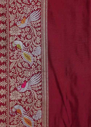 Maroon Katan Silk Saree — Kadwa