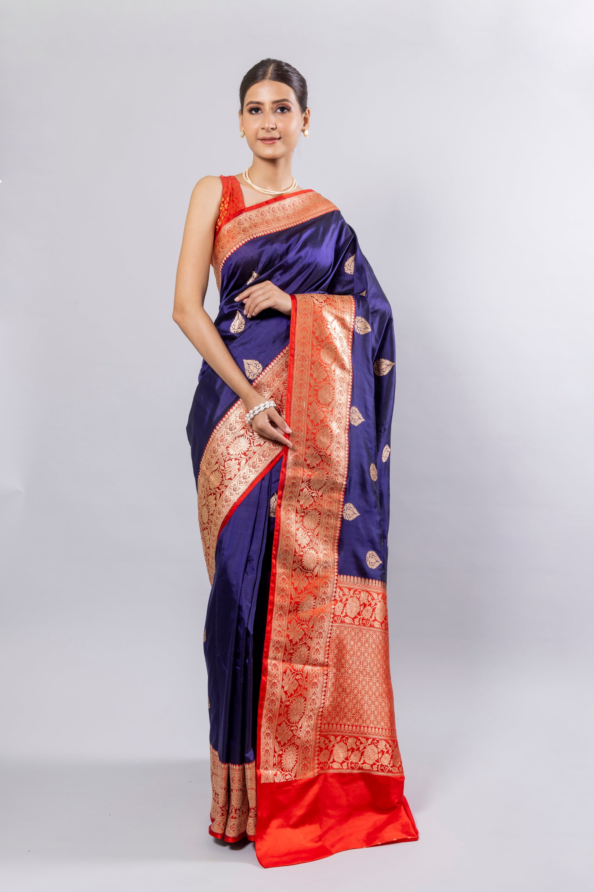 Royal Blue Handwoven Kadwa Katan Silk Saree