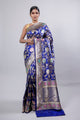 Royal Blue Handwoven Cutwork Katan Silk Saree