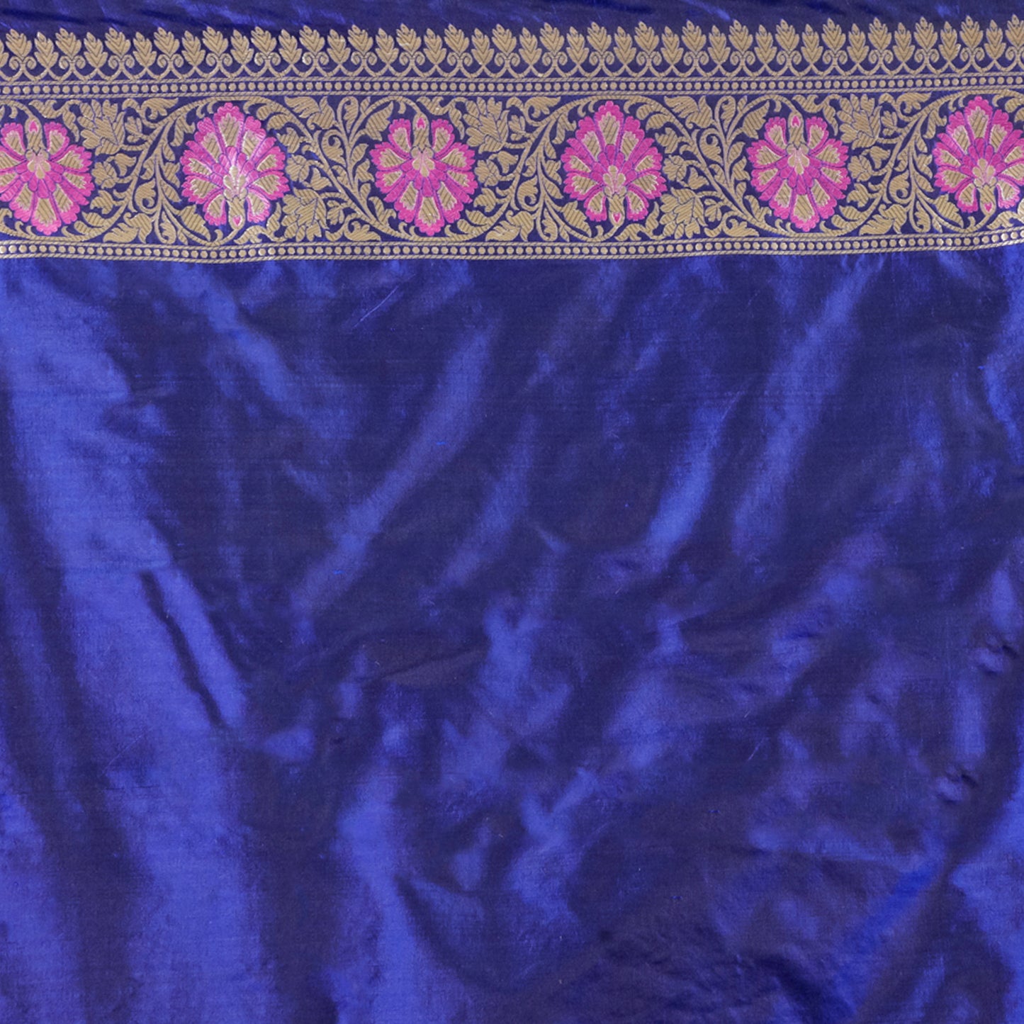 Royal Blue Handwoven Cutwork Katan Silk Saree - Panaya 