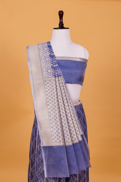 Blue Banarasi Cotton Cutwork Saree