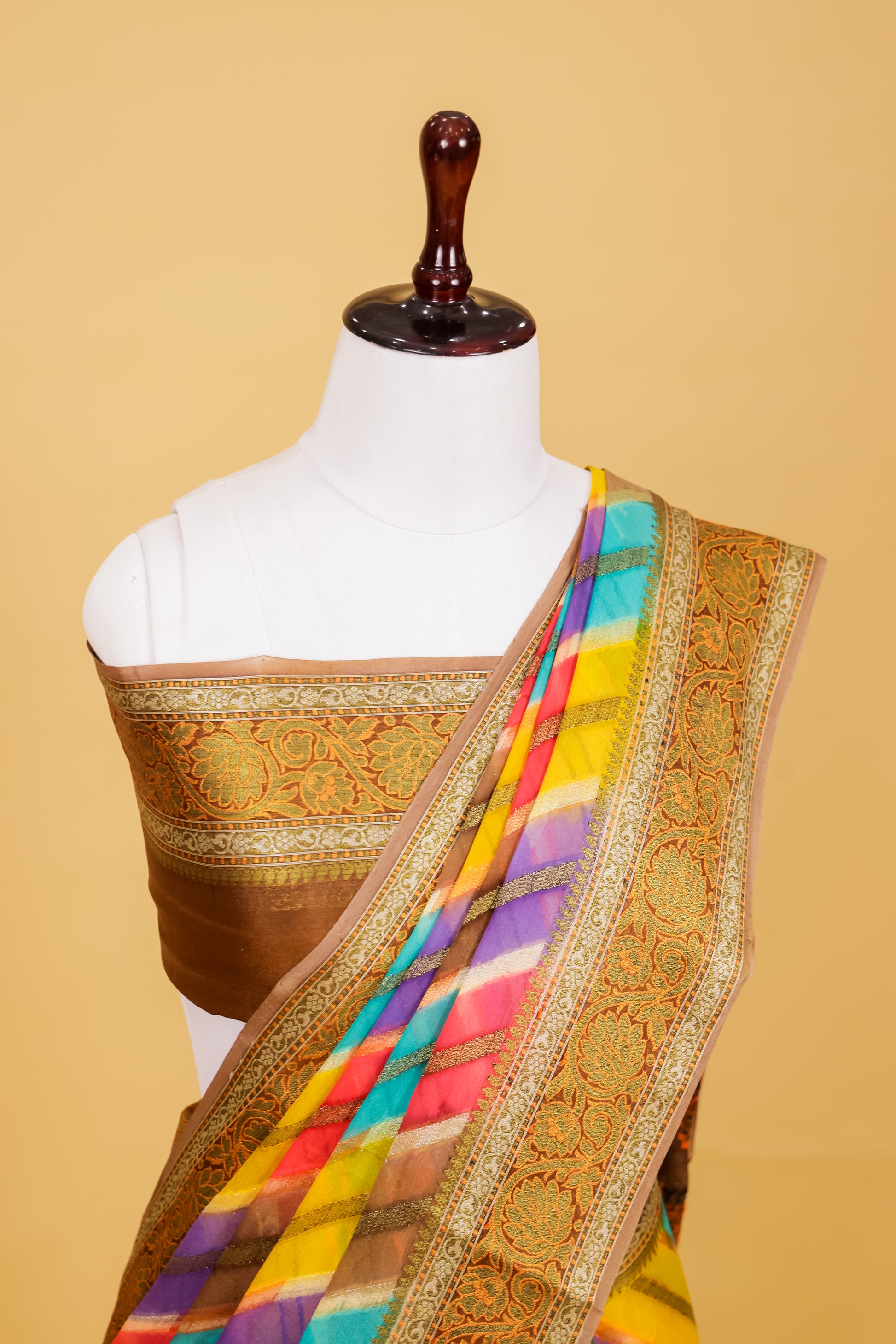 Light Brown Chiffon Pure Silk Cutwork Saree