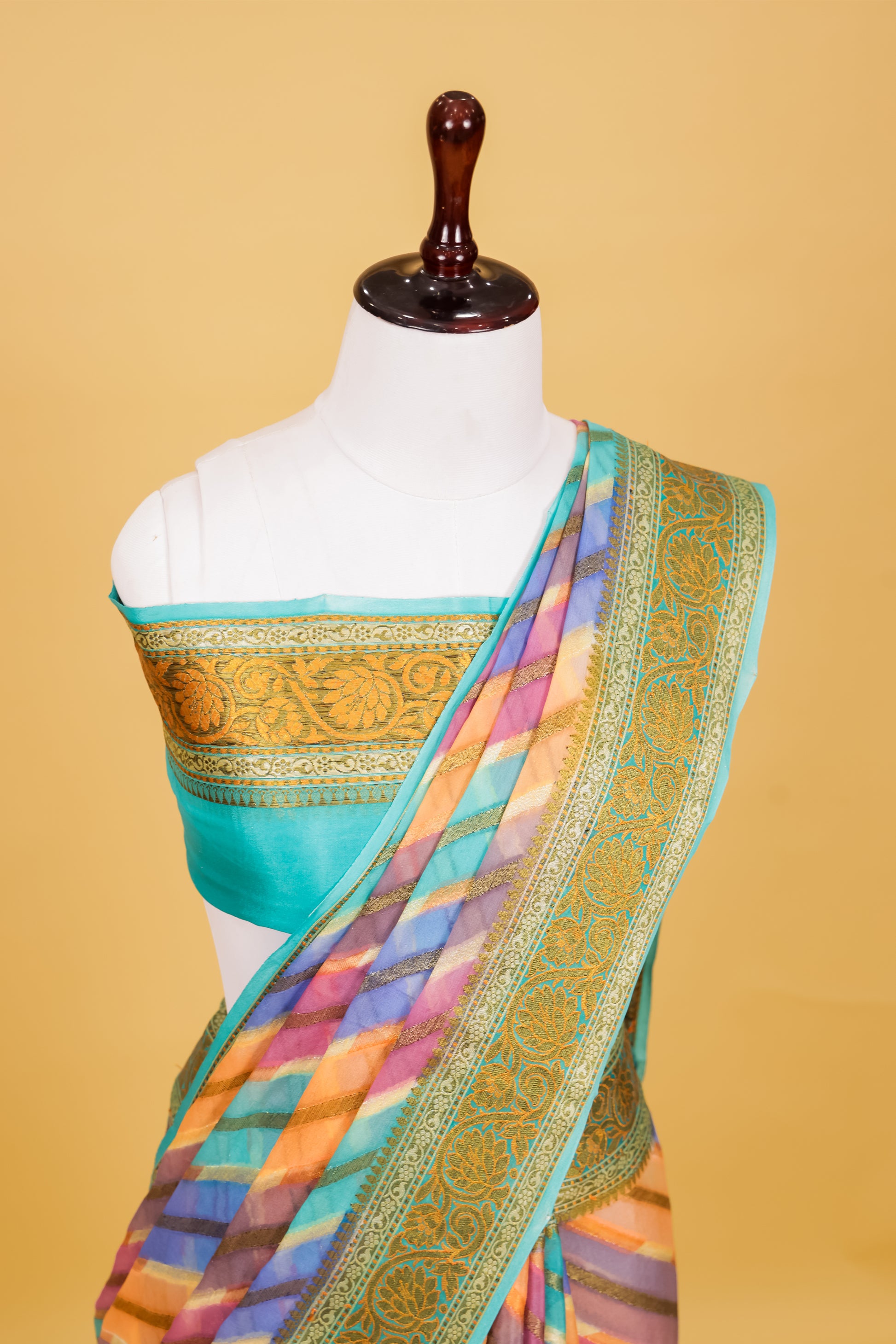 Teal Chiffon Pure Silk Cutwork Saree