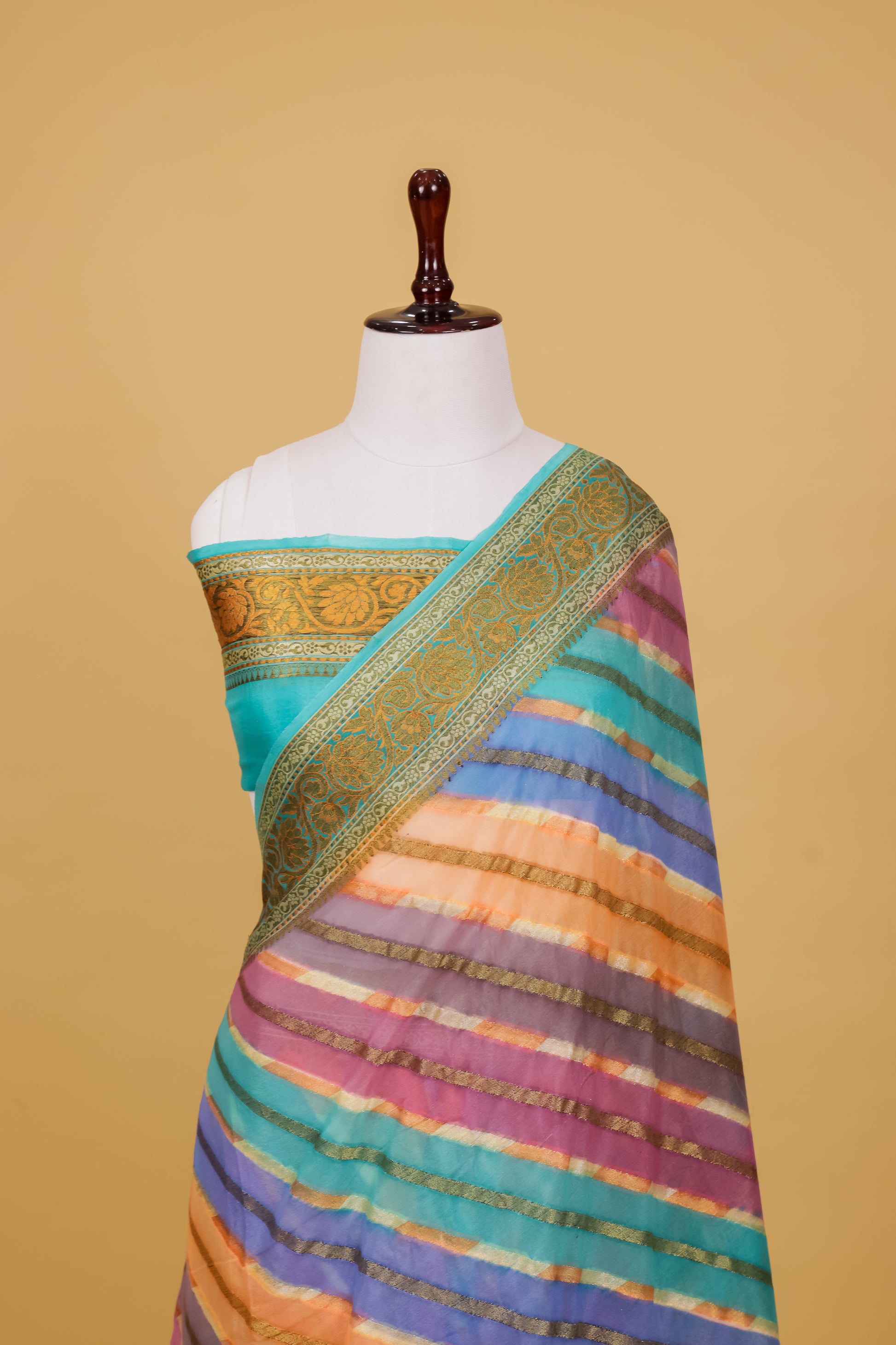 Teal Chiffon Pure Silk Cutwork Saree