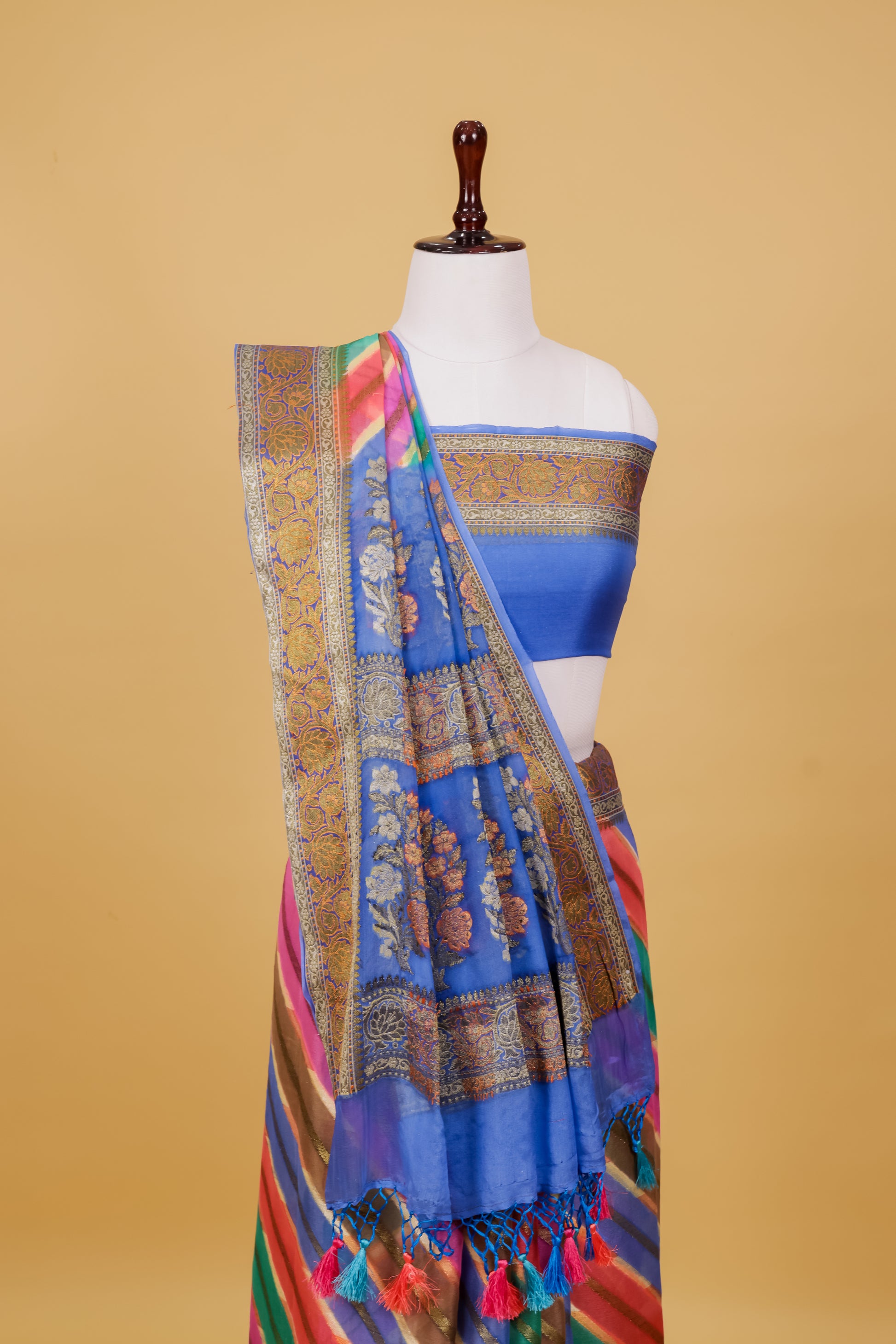 Blue Chiffon Pure Silk Cutwork Saree