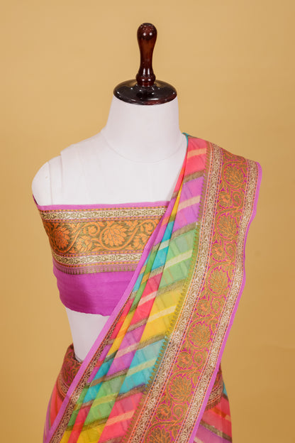 Lavendar Chiffon Pure Silk Cutwork Saree