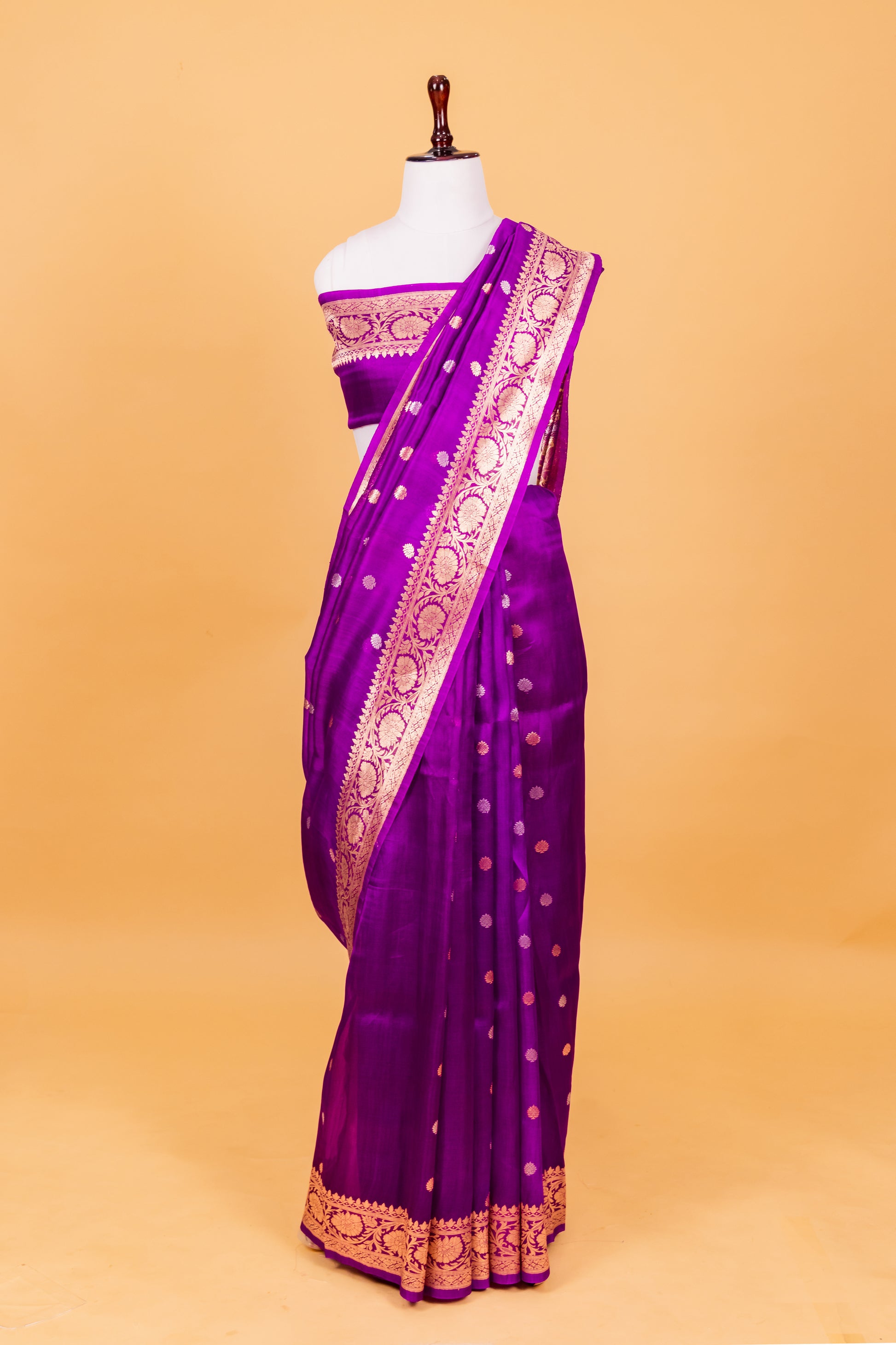 Magenta Katan Pure Silk Kadhwa Saree