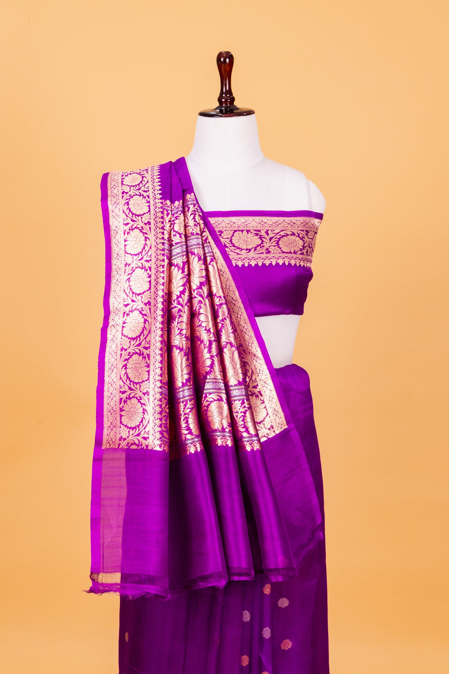 Magenta Katan Pure Silk Kadhwa Saree