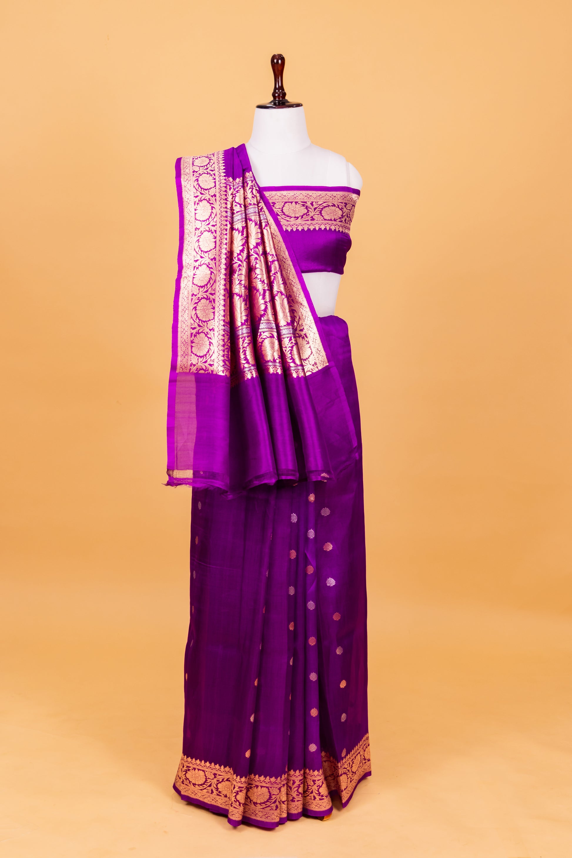 Magenta Katan Pure Silk Kadhwa Saree