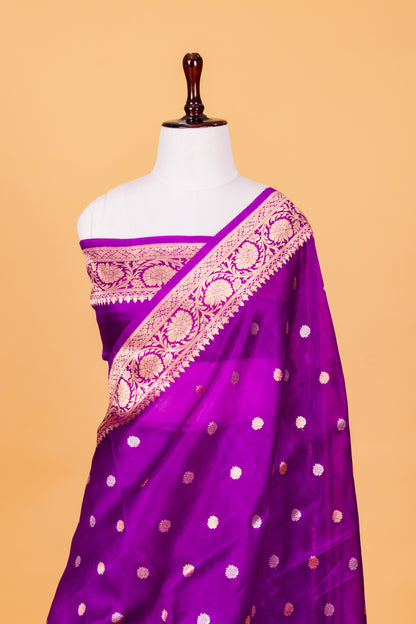 Magenta Katan Pure Silk Kadhwa Saree