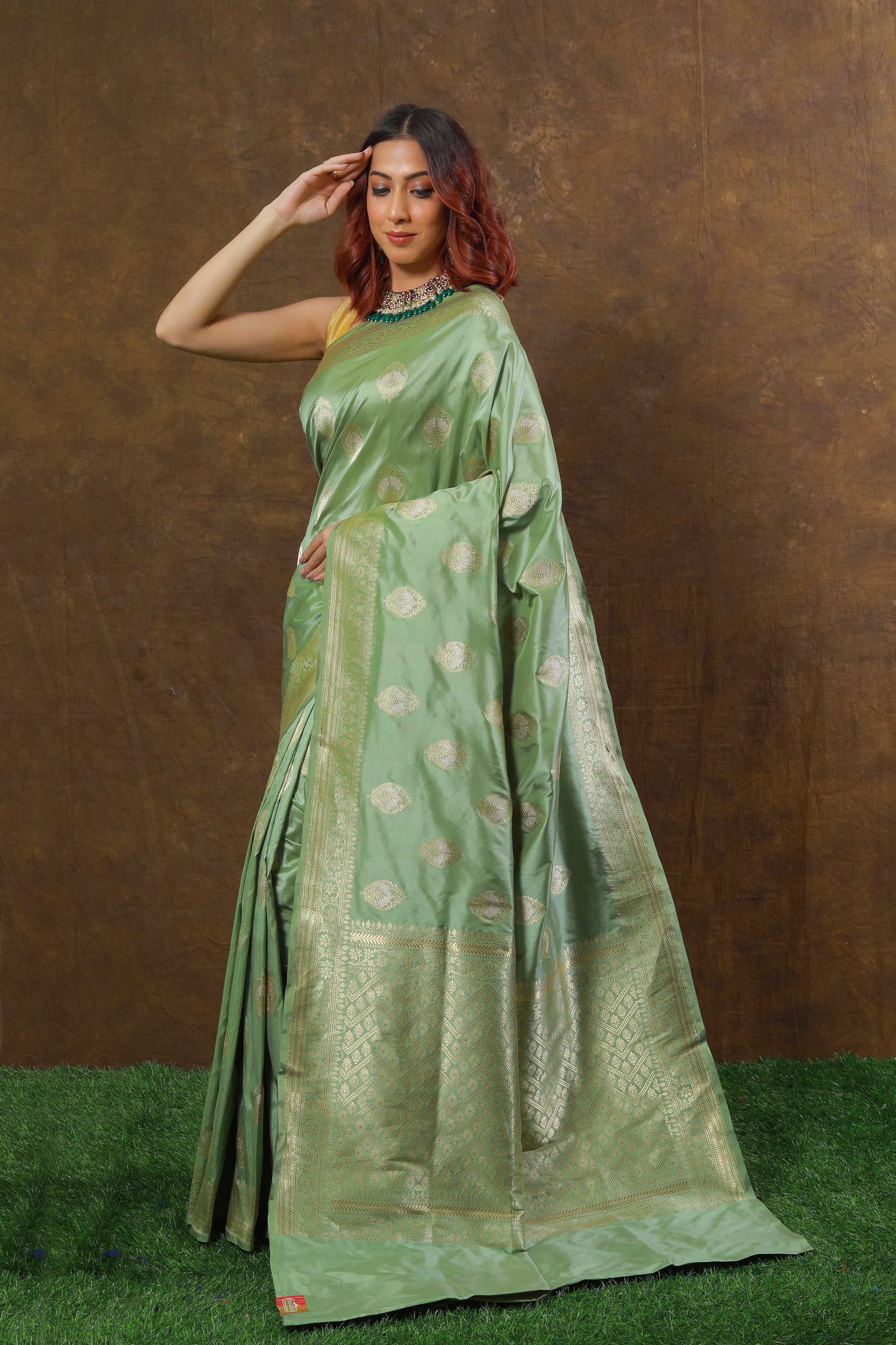 Pista Green Handwoven Kadwa Katan Silk Saree