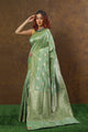 Pista Green Handwoven Kadwa Katan Silk Saree