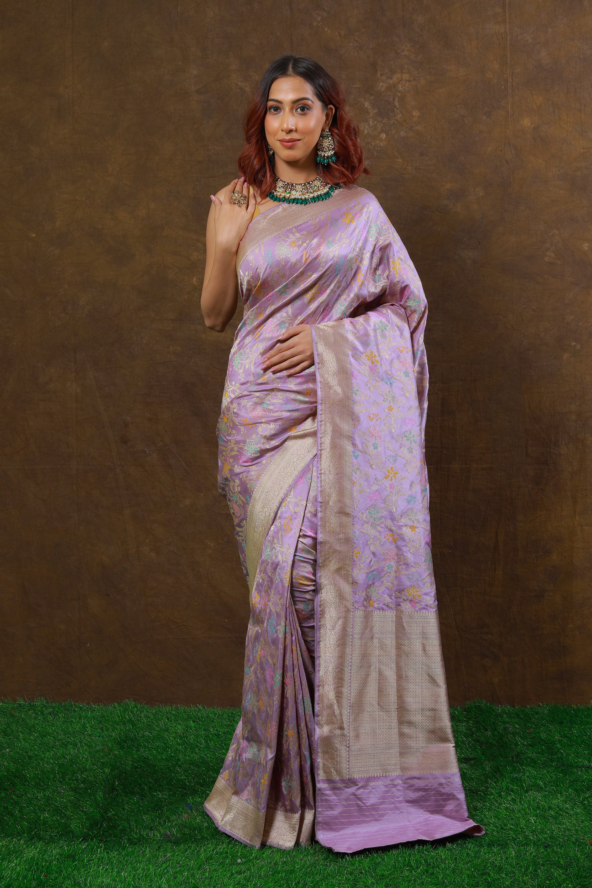 Lavender Handwoven Kadwa Katan Silk Saree