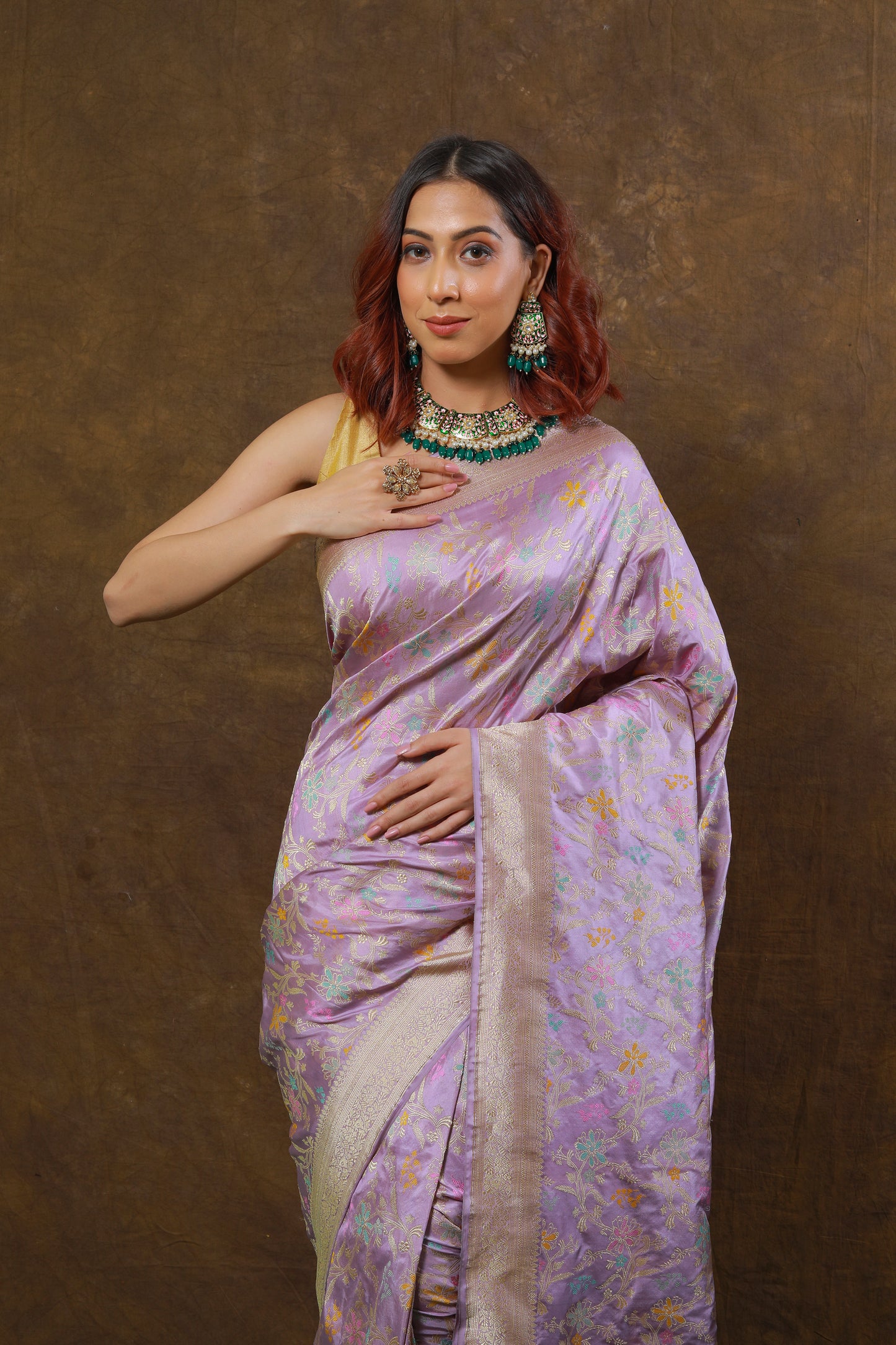 Lavender Handwoven Kadwa Katan Silk Saree - Panaya 