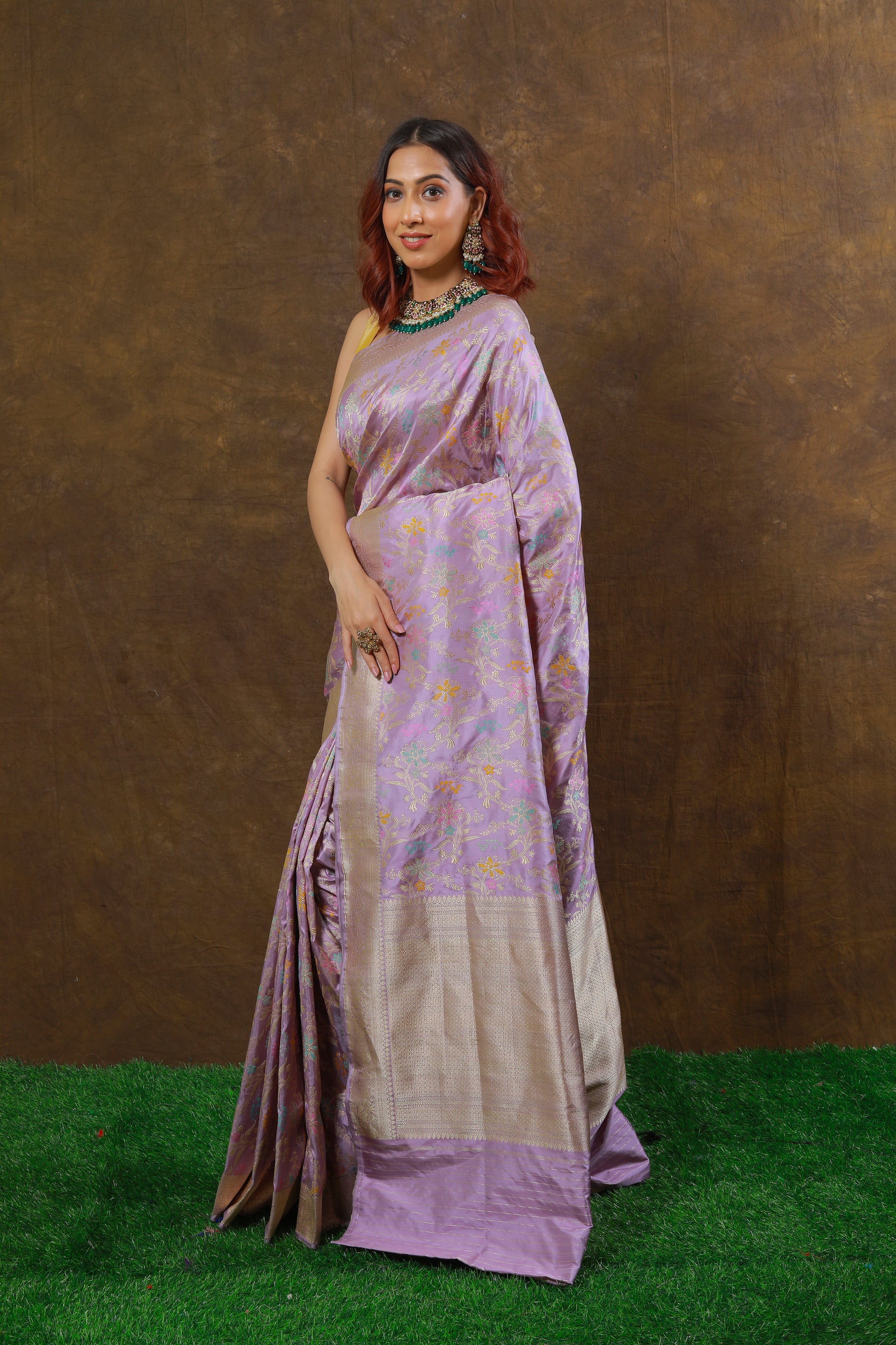 Lavender Handwoven Kadwa Katan Silk Saree