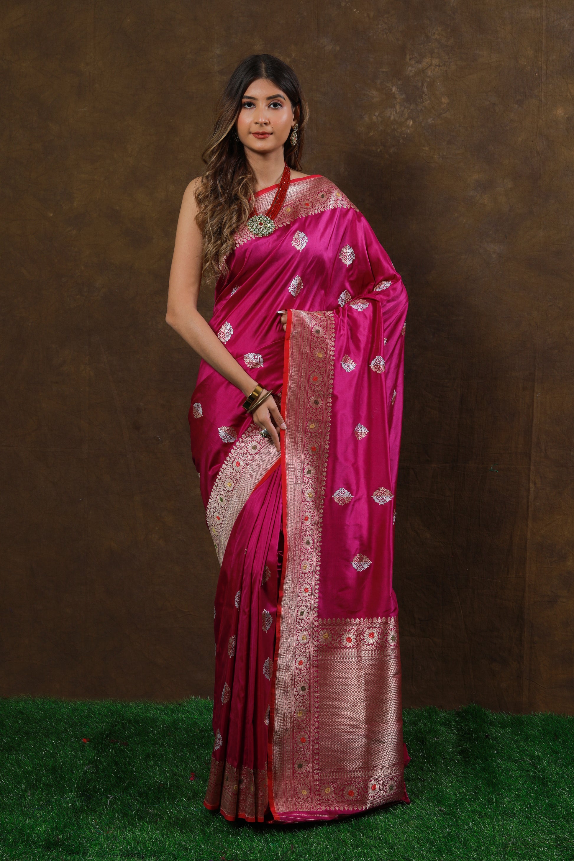 Rani Pink Handwoven Kadwa Katan Silk Saree