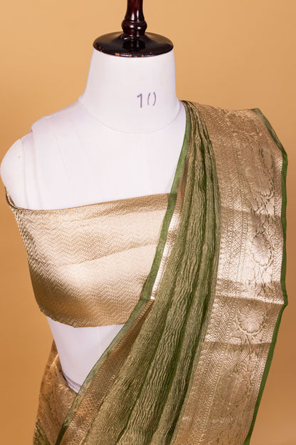 Green Tissue Pure Silk Dyed Saree