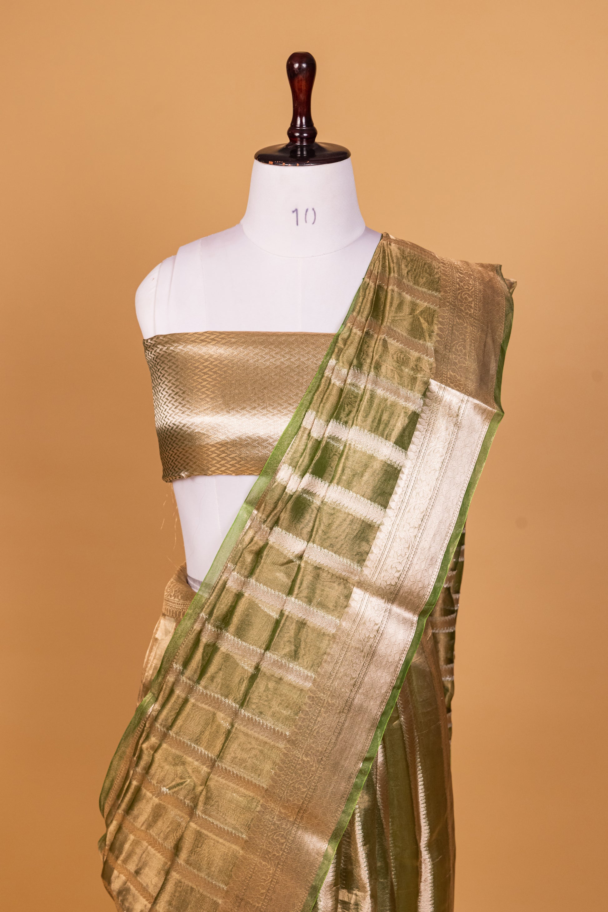 Green Tissue Pure Silk Cutwork Saree