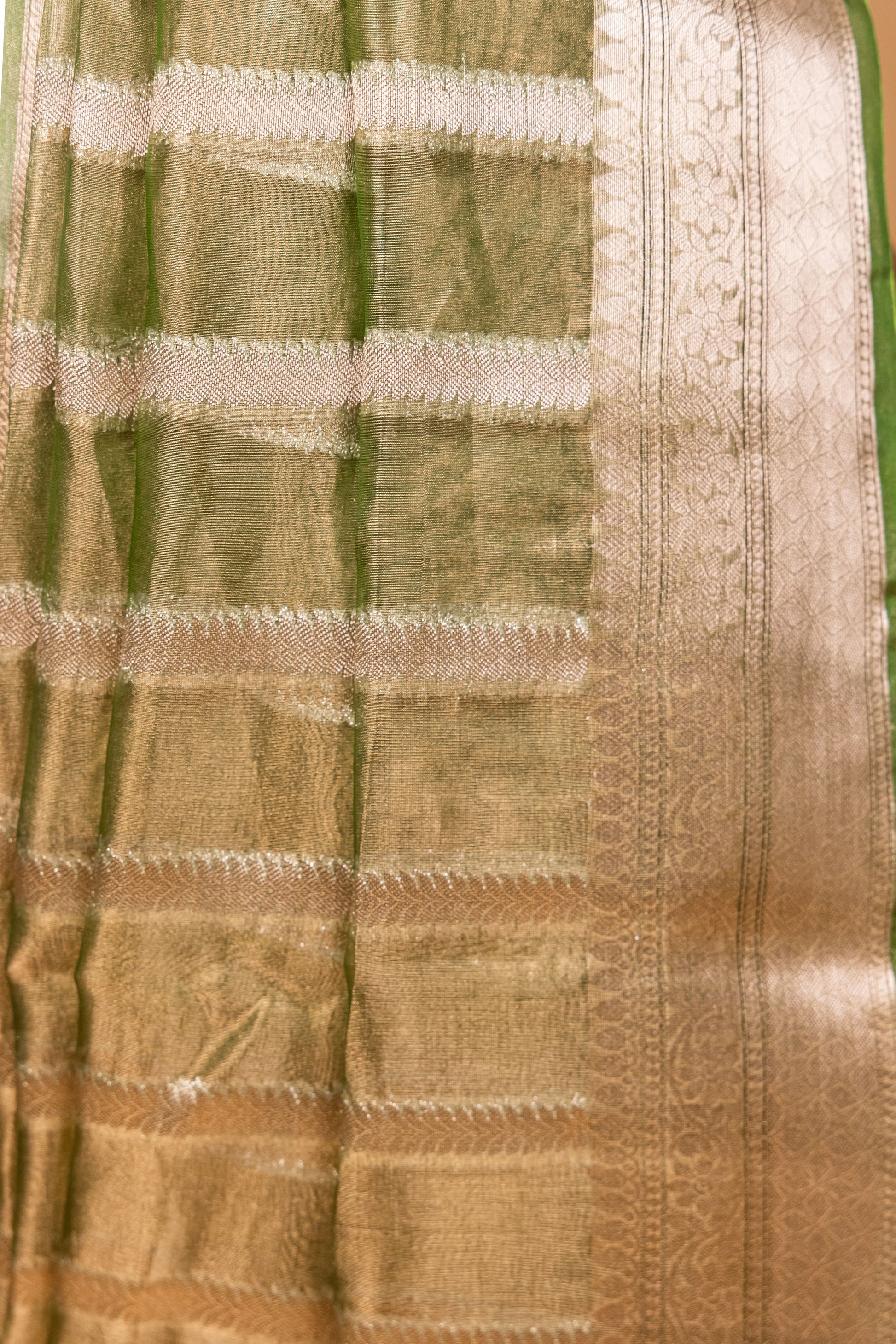 Green Tissue Pure Silk Cutwork Saree