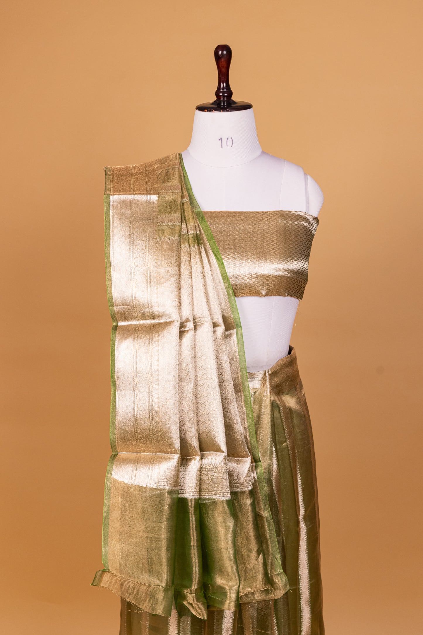Green Tissue Pure Silk Cutwork Saree - Panaya 