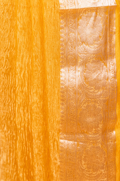 Yellow Tissue Pure Silk Dyed Saree - Panaya 