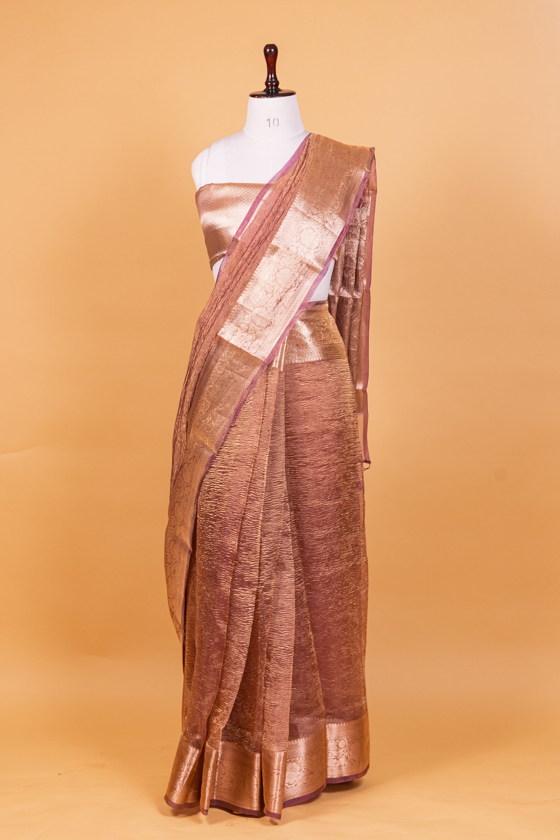 Dark Purple Tissue Pure Silk Dyed Saree