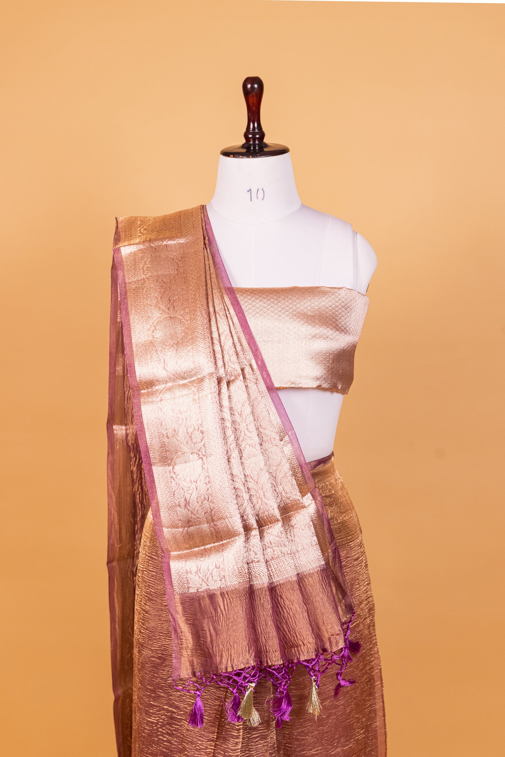 Dark Purple Tissue Pure Silk Dyed Saree