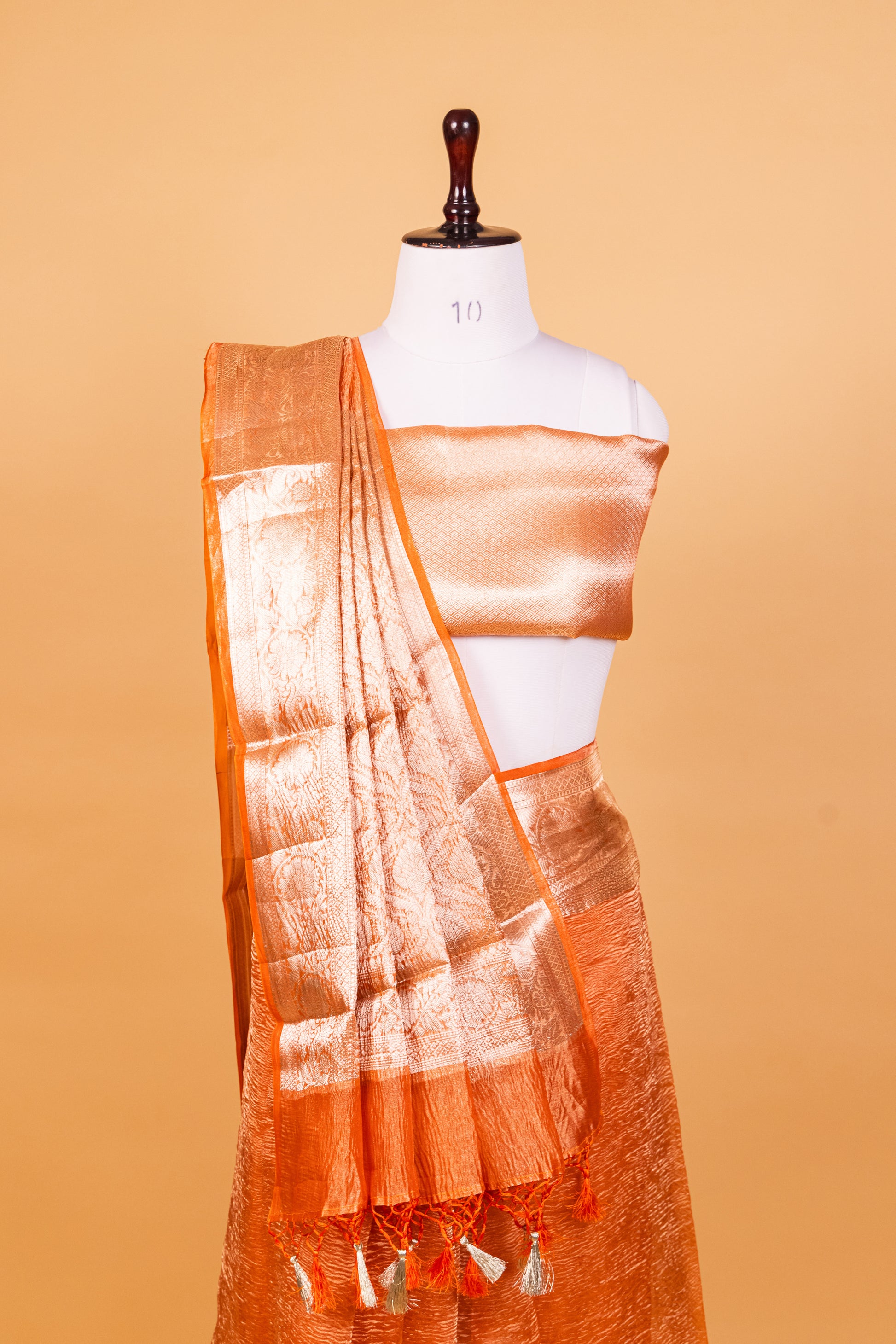 Orange Tissue Pure Silk Dyed Saree