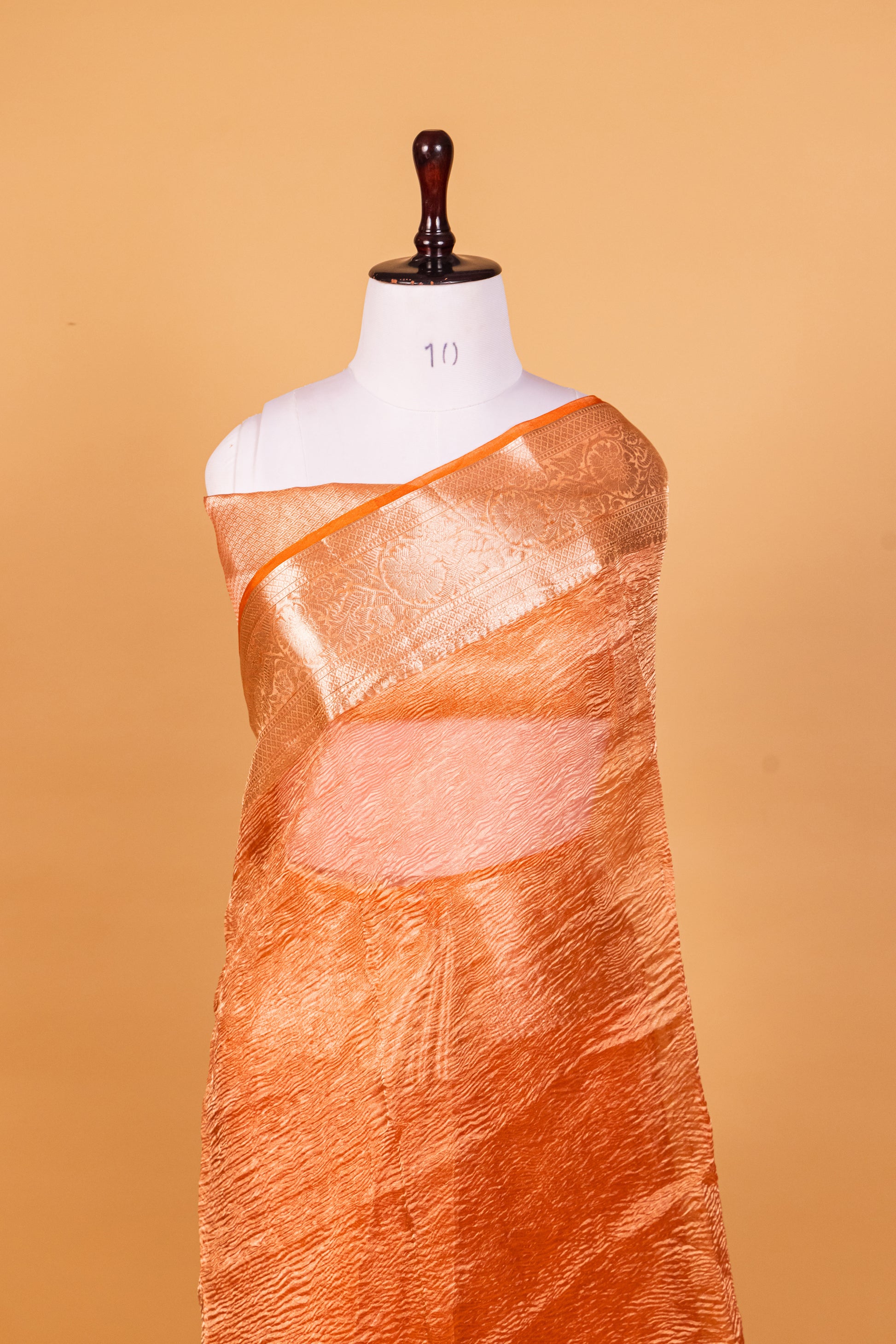 Orange Tissue Pure Silk Dyed Saree