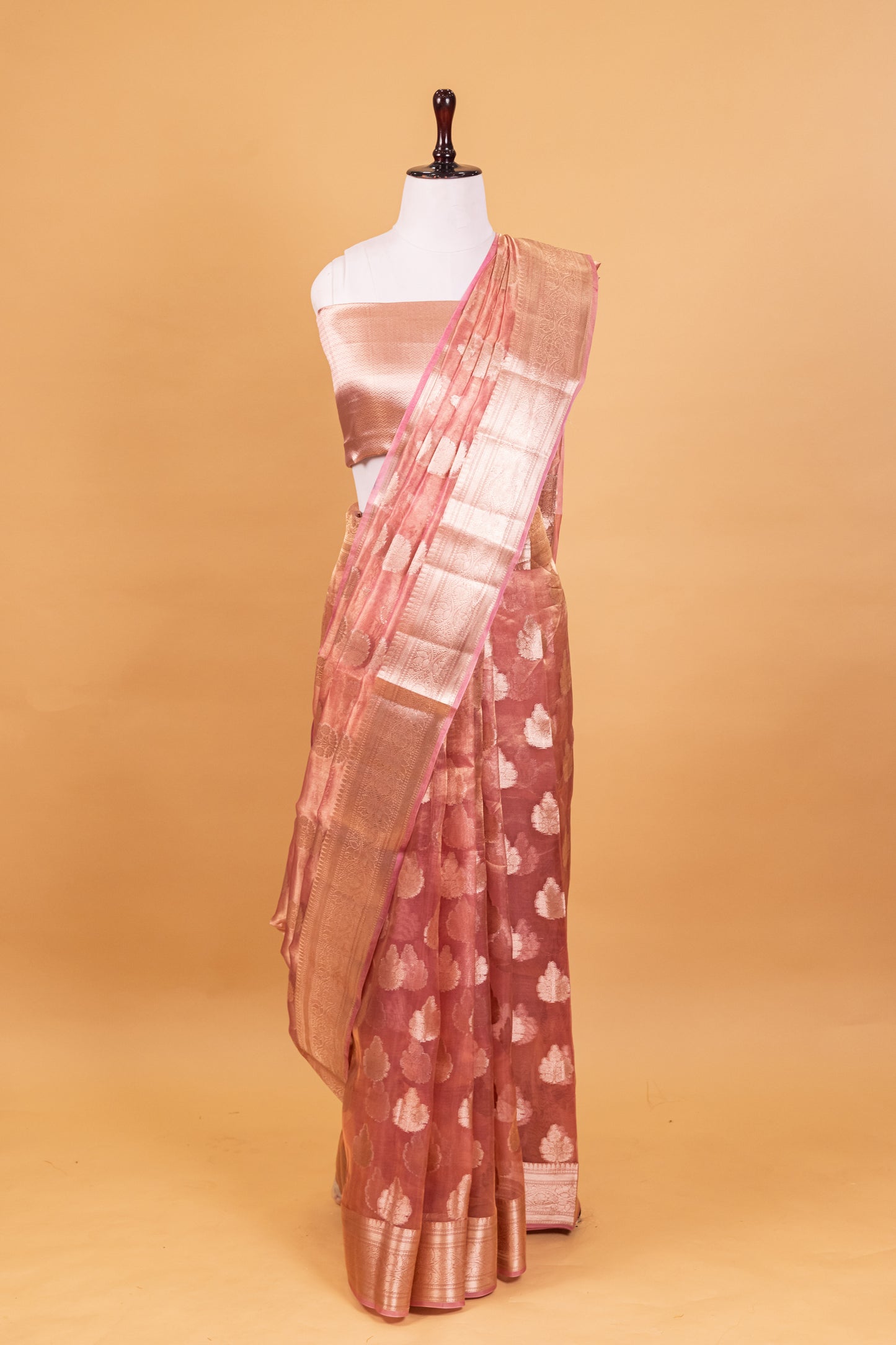 Pink Tissue Pure Silk Dyed Saree - Panaya 