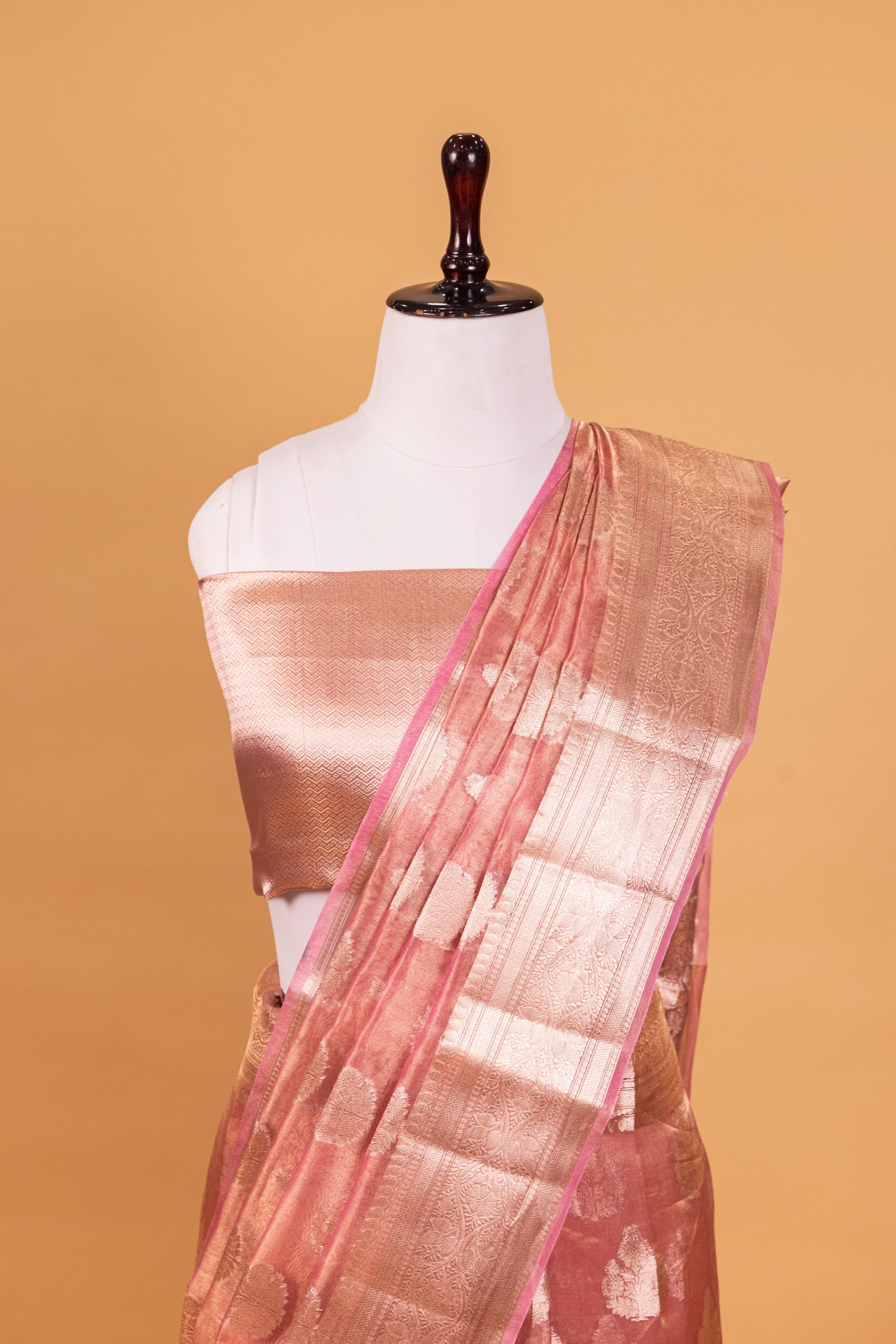 Pink Tissue Pure Silk Dyed Saree